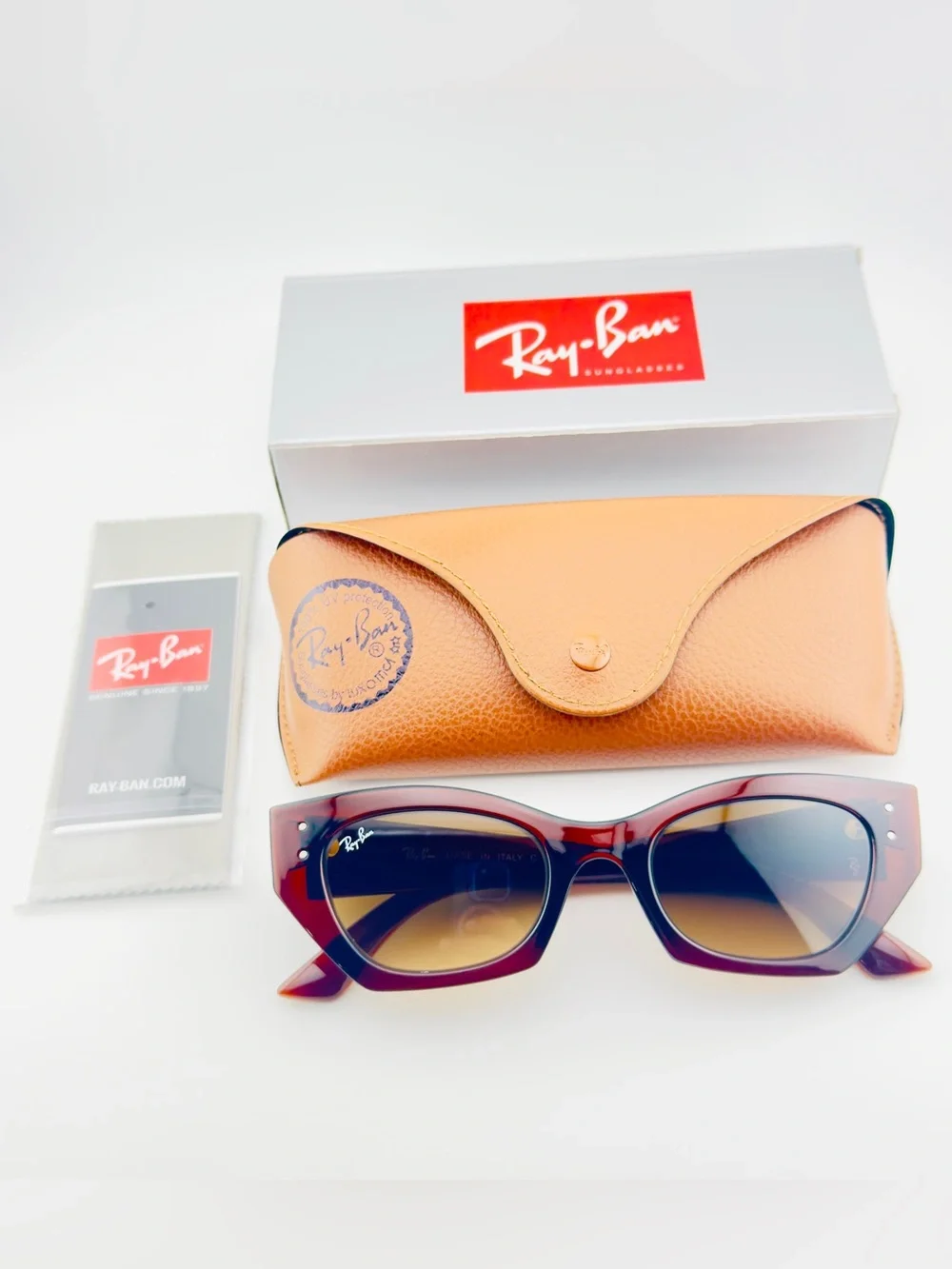 Ray-Ban Zena Bio Based Sunglasses RB4430 Polished Rusty Brown Frame Brown Lenses - Picture 15 of 15